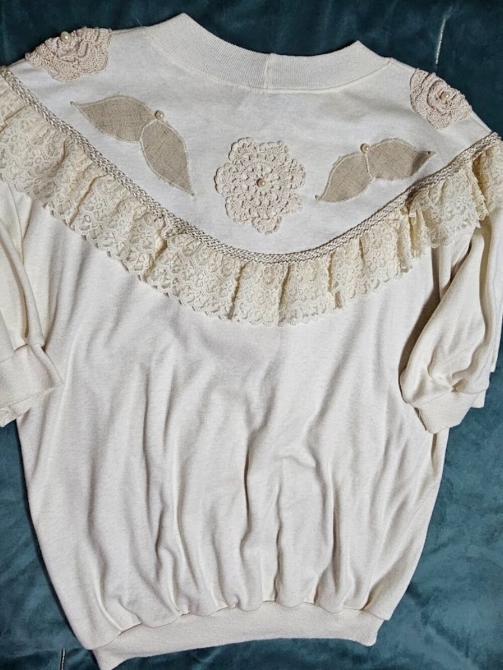 Vintage 80s An Original to Remember by Jean Vance Lace Top Medium - Picture 4 of 5